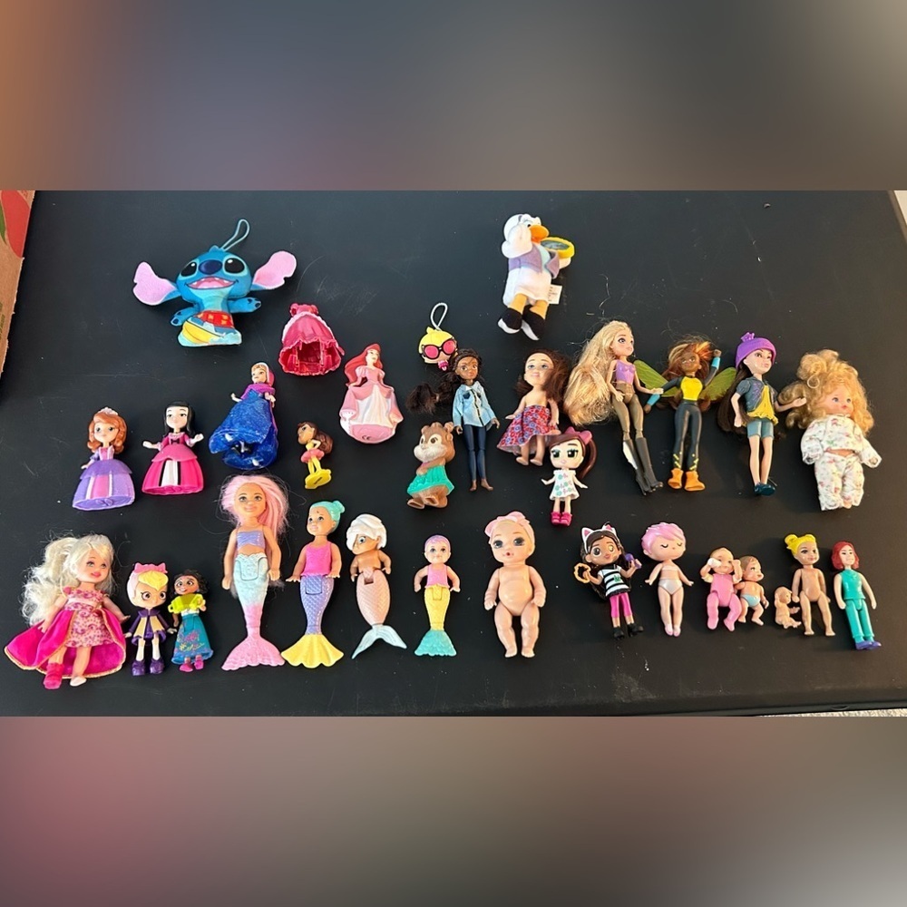 Dolls Lot of 32 disney/fisher price mermaids and other little toys